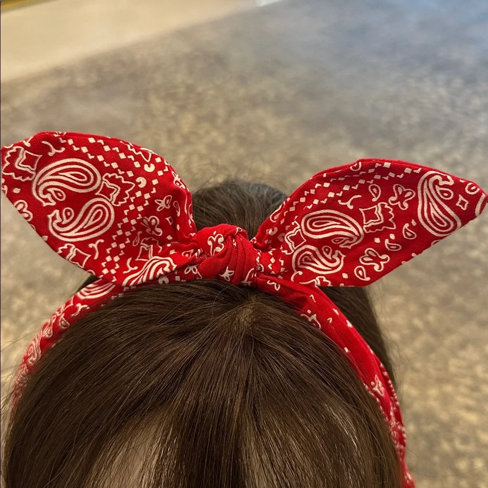 KIDS Red Paisley Bandana Headband